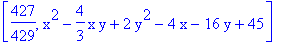 [427/429, x^2-4/3*x*y+2*y^2-4*x-16*y+45]